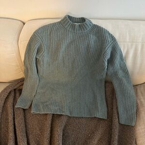 Vince Ribbed Mockneck Blue Sweater